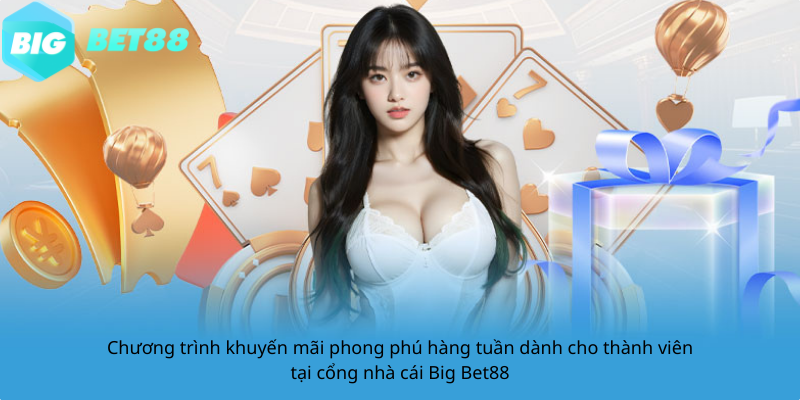 Chương trình khuyến mãi phong phú hàng tuần dành cho thành viên tại cổng nhà cái Big Bet88